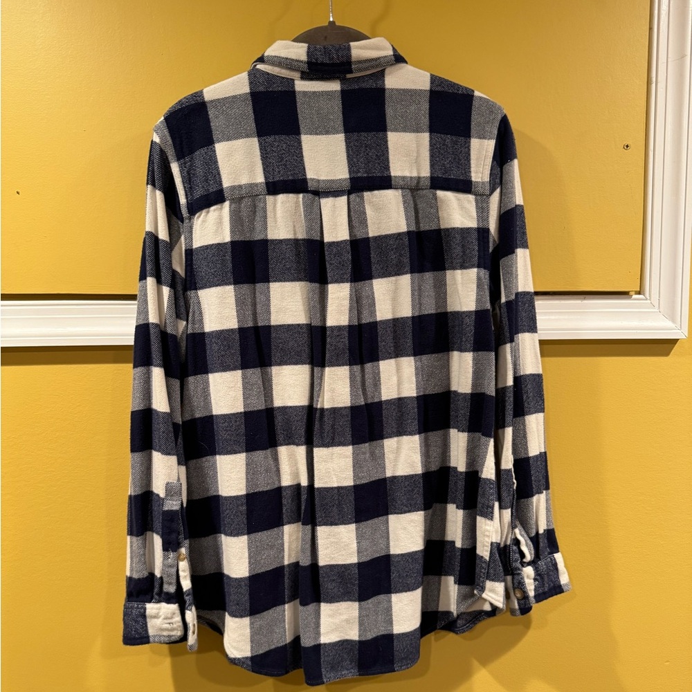 LL Bean navy blue white plaid flannel shirt. Super soft M - Picture 5 of 5